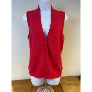 J CREW Sz M Wool Cashmere Blend Salmon Womens Button Vest Academia Quiet Luxury